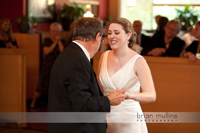 photograph of Bride and father at Raleigh wedding reception