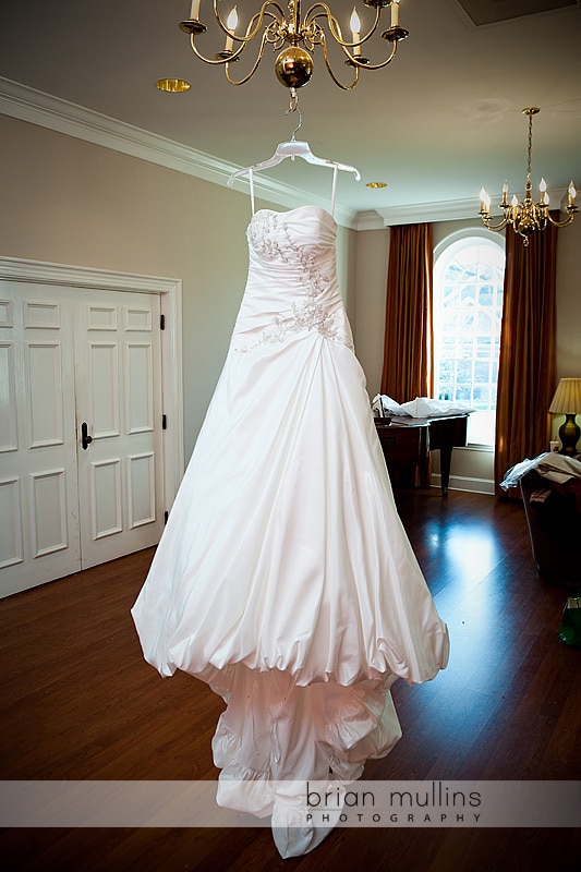 Wedding dress at Jones Chapel in Raleigh Wedding dress on chandelier in Raleigh NC