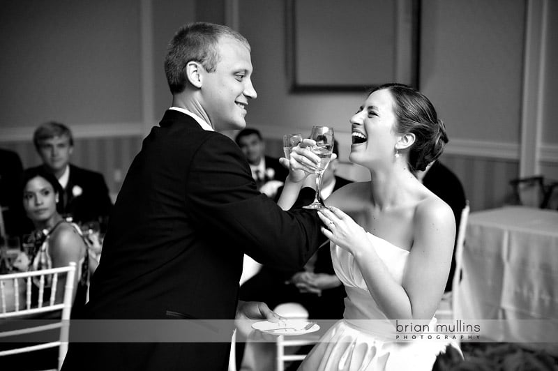 champagne toast with bride and groom