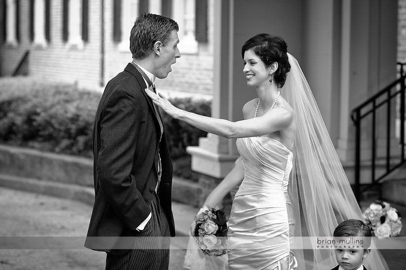 bride and groom meet at the Carolina Inn