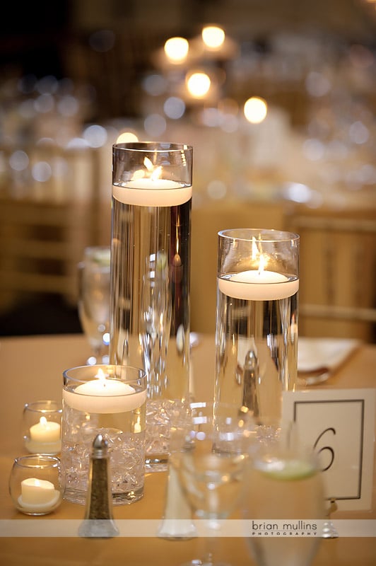 candles on wedding reception table